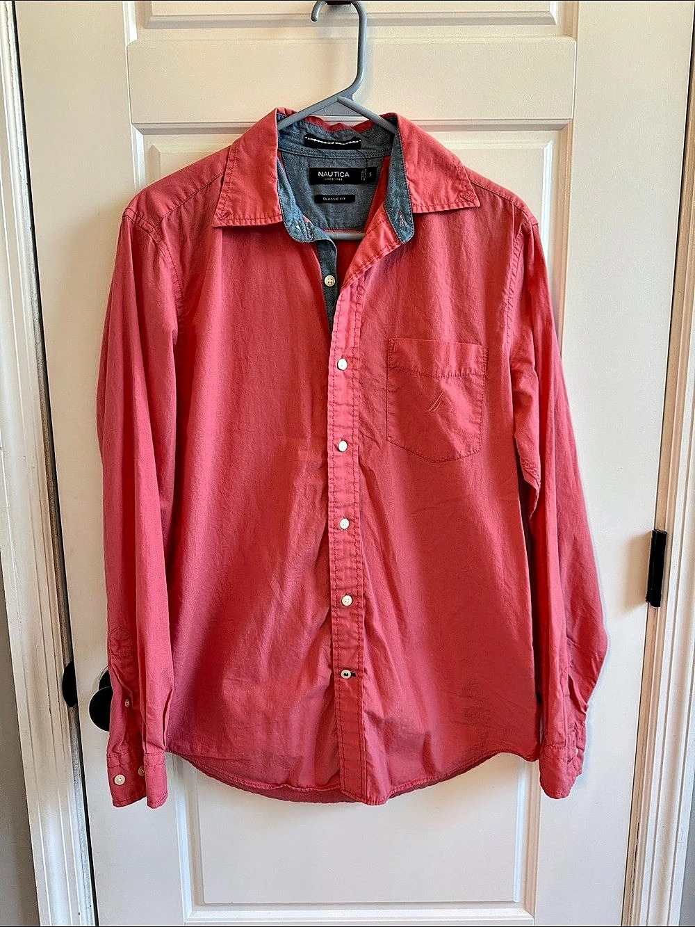 Nautica Classic Fit Casual Button Down Pink Size Large Like New